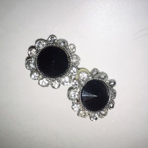 Black Clip on earrings with gems